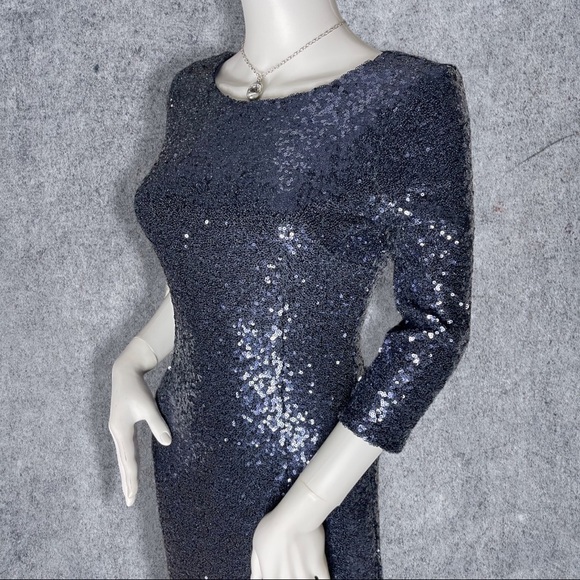LULUS Delightful Ways Navy Blue Sequin Mini Bodycon Dress Size SMALL - Picture 5 of 16